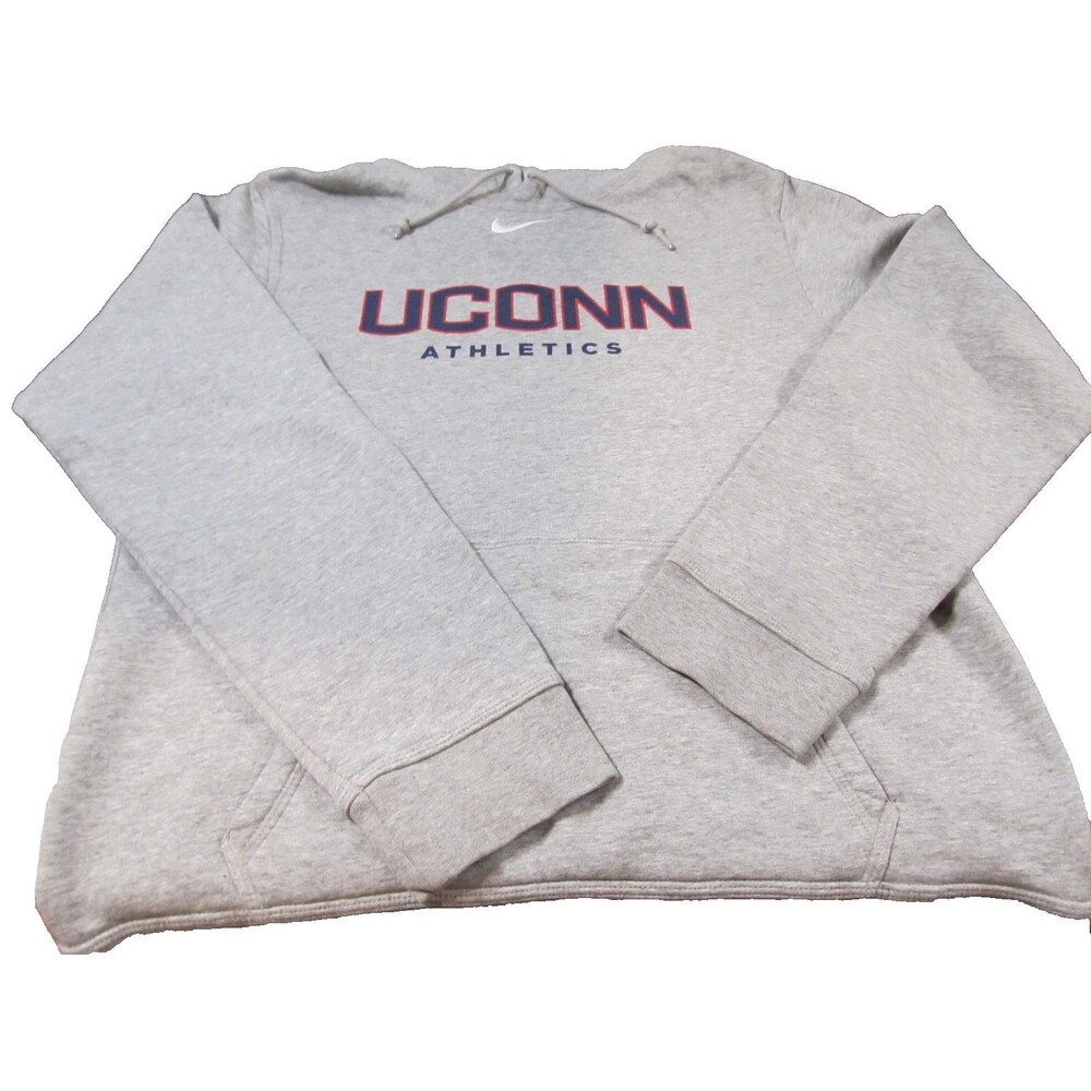 Nike UConn Huskies Gray Hoodie Women’s / Men Athletics Pullover Sweatshirt - Picture 2 of 7